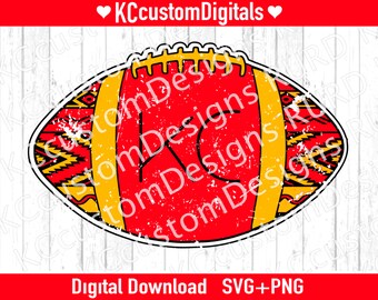 KC Football Aztec SVG PNG, KC Football svg, Kansas City Football svg (verontrust en niet-verontrust)