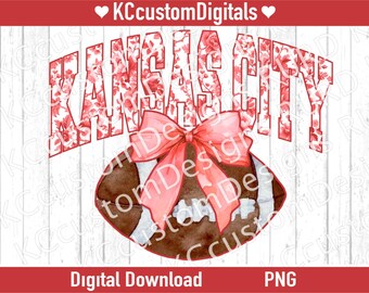 Kansas City Football Red Floral Toile SVG PNG, KC Football png, Kansas City Football png