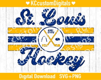 STL Hockey Retro SVG PNG, StL Hockey svg, St Louis Hockey svg (distressed and non-distressed included)