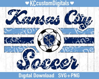 Kansas City Soccer Retro SVG PNG, KC voetbal svg, Kansas City voetbal svg (bedroefd en niet-verontrust)