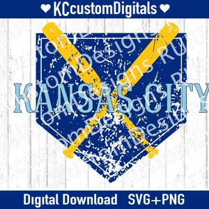 Kansas City Baseball Crossed Bats SVG PNG, KC Baseball svg, Kansas City Baseball svg (distressed)