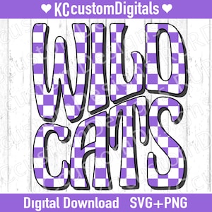 Wildkatzen Purple Check SVG PNG, Zustand Fußball svg, emaw svg