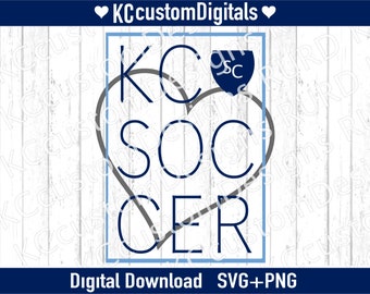 Kansas City voetbal hart overzicht SVG PNG, KC voetbal SVG, Kansas City voetbal SVG
