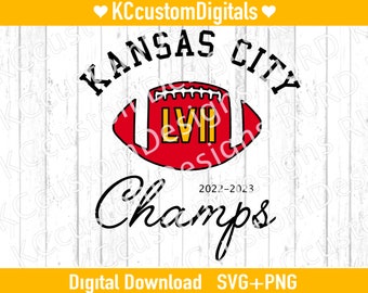Kansas City Football LVII Champs x3 SVG PNG, lvii kampioenen svg, KC Football svg, Kansas City Football svg,