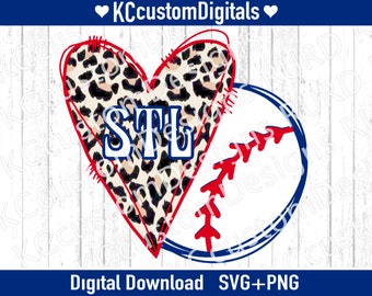STL Honkbal Luipaard Hart SVG PNG, StL Honkbal svg, St Louis Honkbal svg