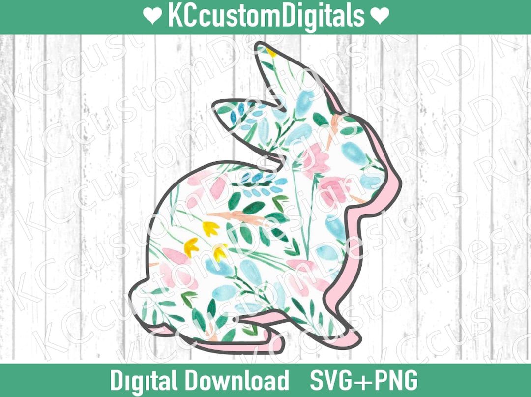 Floral Bunny SVG Png, Easter Svg, Easter Png, Rabbit Svg, Rabbit Png ...
