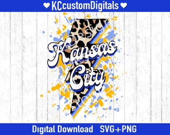 Kansas City Baseball Leopard Lightning Bolt PNG, KC Baseball png, Kansas City Baseball png