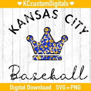 Kansas City Béisbol Corona Azul Leopardo SVG PNG, KC Béisbol svg, Kansas City Béisbol svg