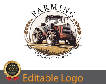Agriculture Logo / Farm Logo Design / Tractor Logo Template / Farming Tractor Logo / Farmstead Branding / Editable Farmers Logo / Ranch Logo