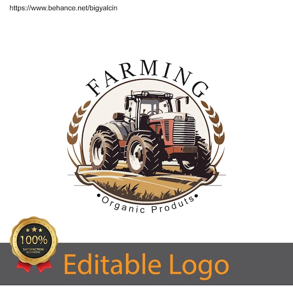 Agriculture Logo / Farm Logo Design / Tractor Logo Template / Farming Tractor Logo / Farmstead Branding / Editable Farmers Logo / Ranch Logo