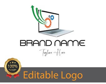 Création de logo pour un service informatique professionnel - Image de marque technologique personnalisée / Création de logo pour ordinateur portable / Création de logo pour réparation d'ordinateurs / Création de logo pour technologie