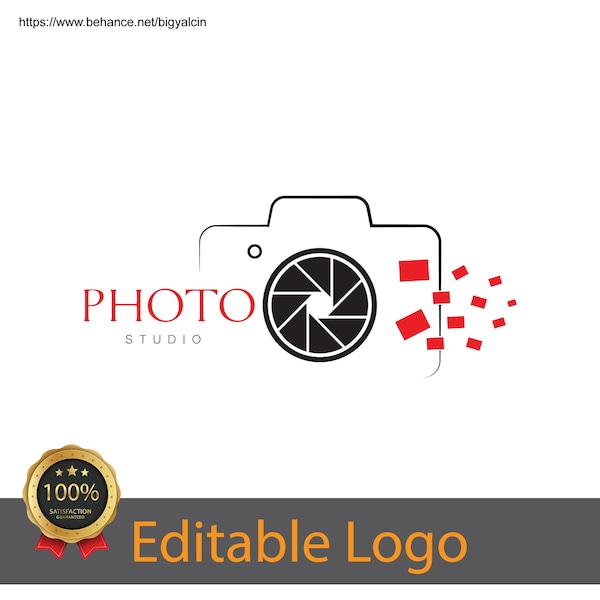 Logo de photographie modifiable / Logo de studio photo / Conception de logo de photographe / Logo photo modifiable / Modèle de logo d’appareil photo / Logo en filigrane