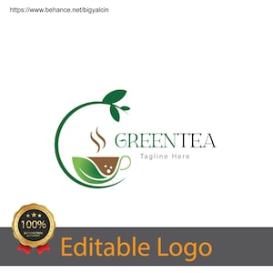 Création de Logo de thé / Logo de boutique de thé / Logo de tasse de thé bricolage / Téléchargement immédiat / Logo de cafétéria premade / Logo pour café / Création de Logo de thé vert