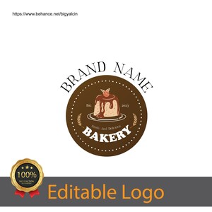 Logo For Bakery / Diy Baking Logo Design / Cake Shop Logo / Editable Dessert Logo Template / Patisserie Logo Design / Baking Branding Logo