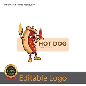 Hotdog-logo-ontwerp / Fastfood-logo-ontwerp / Diy-restaurantlogo / Food-logo / Keukenlogo / Hotdog-branding / Fastfoodbedrijf