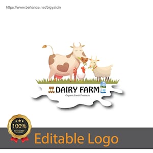 Elegant Dairy Logo / Cow With Sheep Logo / Dairy Farm Logo / Farmers Logo / Milk With Egg Logo / Farming Logo Design / Farm Branding Logo