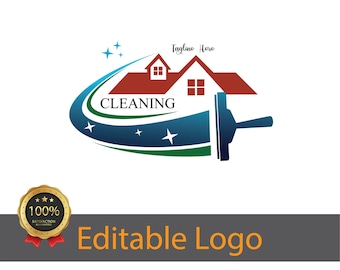 Cleaning Services Logo / House Cleaning Logo Design / Editable Housekeeping Logo / Home Office Cleaners Logo / Cleaning Business Logo