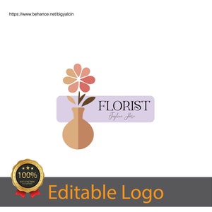 Flower Logo Design / Editable Florist Logo / Botanical Logo Design / Flower Shop Logo / Green Floral Logo / Flower Market Logo Design