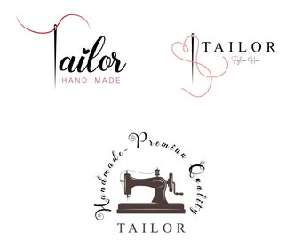 Tailor Logo Design With 3 Alternatives / 3 Pieces Editable Sewing Logo / Vector Logo / Minimal Needle Logo Template / Editable Tailor Logo