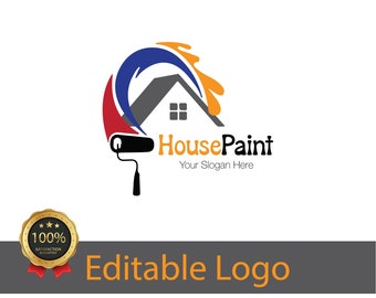 Custom Painting Company Logo / Colorful Painter Logo / Paint Brush Logo for Handyman Services / Home Paint Logo / Stylish Drywall Logo /