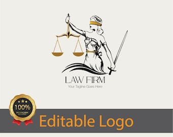 Law Firm Logo Design - Editable and Customizable / Custom Lawyer Logo Design - Stylish and Professional / Unique Colsulting Logo Design