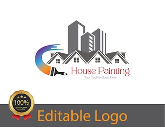 Stylish Painting Company Logo / House and Building Logo / House Painting Logo Design for Painting Services / Home Remodeling Logo