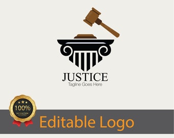 Law Firm Logo Design: Scale of Justice, Customizable Branding (AI, PDF, JPG)