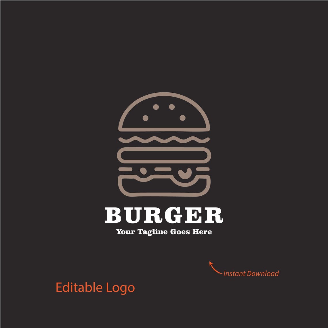 Editable Burger Restaurant Logo Design (AI, PDF, JPG) - Etsy Canada