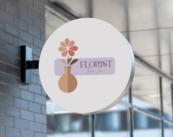 Editable Florist Logo Design / Brown Floral Logo for Flower Shops / Digital Download