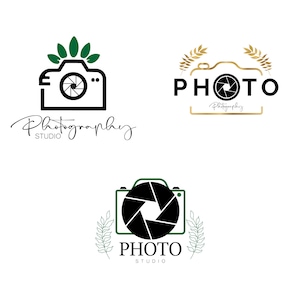 3 Unique Photography Logos / Photo Studio Logo / Photographer Logo Design / Editable Photo Logo / Camera Logo / Watermark Logo / Logo Maker