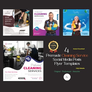 Cleaning Service Flyer Pack: 4-in-1 Marketing Kit