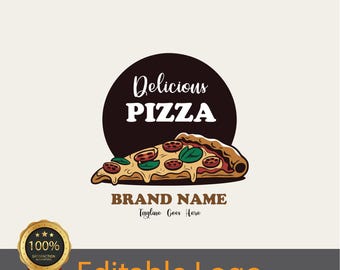 Unique Pizza Restaurant Logo Design: Editable AI, JPG, PDF (Digital Download)