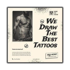 Editable Tattoo Flyer Design / Tattoo Studio İnstagram Post / Tattoo Artist Social Media Template / Tattoo Shop Flyer /Tattoo Branding Flyer
