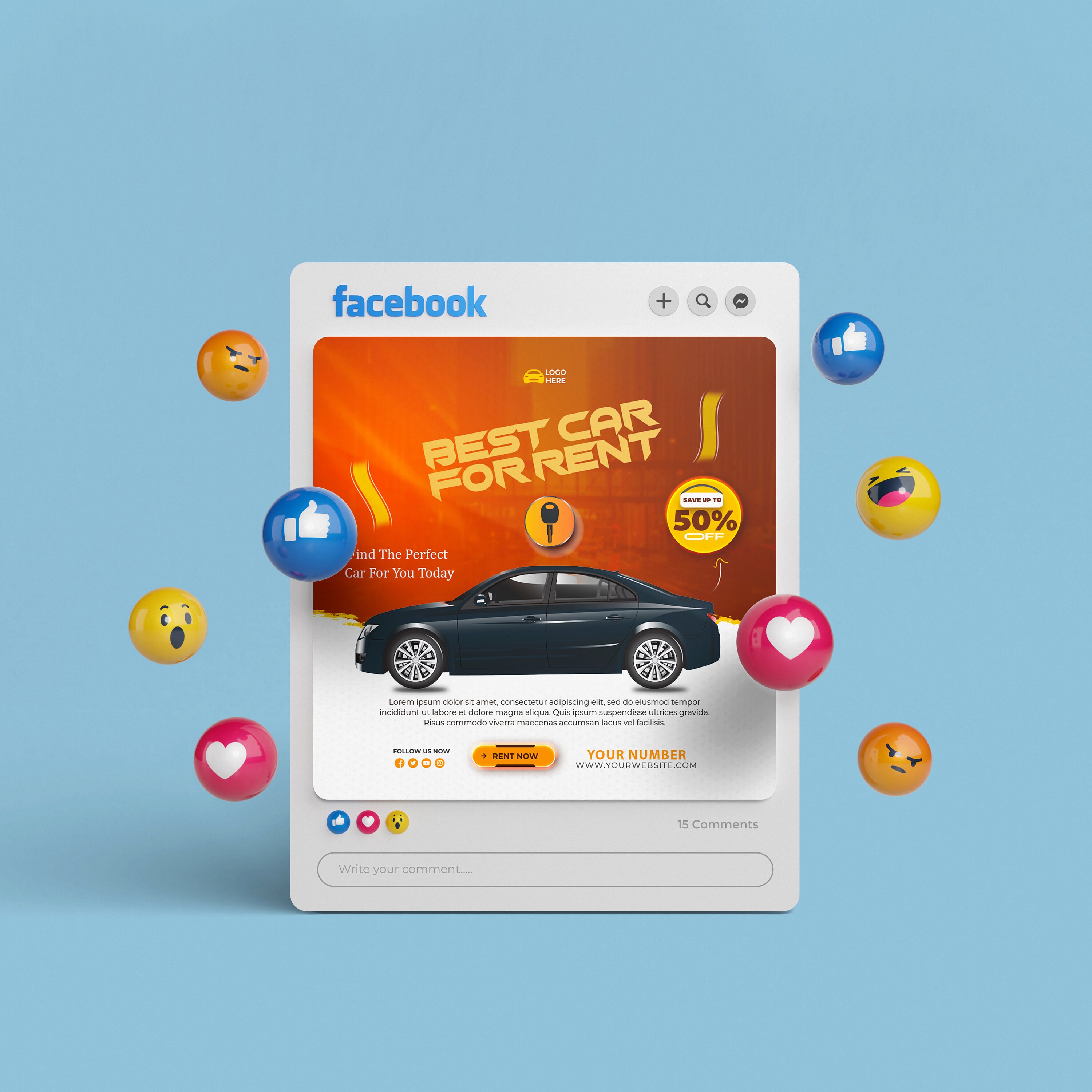 Customizable Car Rent Flyer Template - Modern Vehicle Rental ...