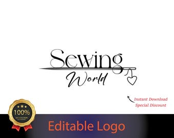 Minimal Sewing Logo / Heart & Needle Sewing Logo – Perfect for Tailors and Handmade Goods / Minimal Crafter Logo Template / Seamstress Logo