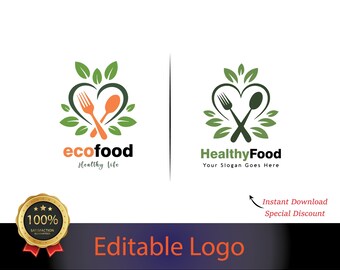 Editable Nutritionist Logo Design / Modern Wellness Branding (Digital Download)