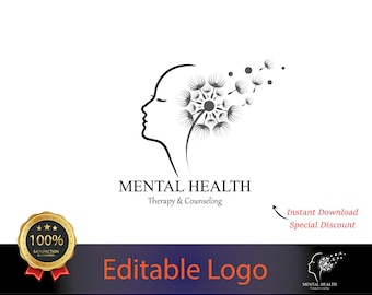 Dandelion Logo for Psychologists / Holistic Wellness Logo - Perfect for Mindfulness & Therapy Practices / Healing Wellness Logo Design