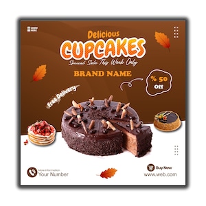 Individuelles Bäckerei Flyer Design / Heben Sie sich ab mit atemberaubenden Marketing-Materialien / Professionelle Dessert-Shop-Flyer-Vorlage - Werben Sie für Ihre Leckereien