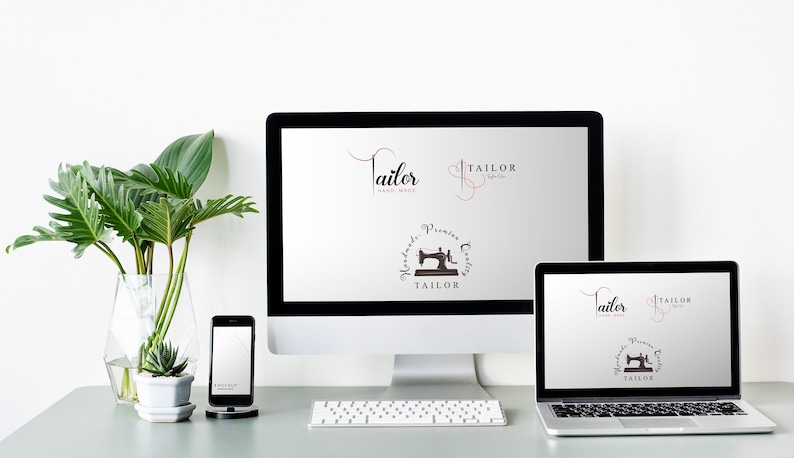 Tailor Logo Design With 3 Alternatives / 3 Pieces Editable Sewing Logo ...