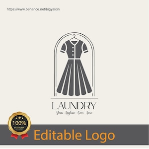 Benutzerdefiniertes Textilreinigungs-Logo / Wäscheservice-Logo / Textilreinigungs-Logo / Stilvolles Kleider-Logo / Kleidungs-Wasch-Logo / Reinigungs-Business-Logo