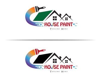 House Painting Logo / Drywall Logo Design / Home Improvement Logo / Editable Paint Brush Logo / Home Decoration Logo With 2 Color Options