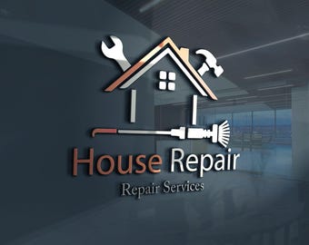 Home Maintenance Logo - Custom Logo for Renovation & Repair Experts / DIY Handyman Logo - Custom Logo for General Contractors and Repairmen