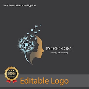 Psychologist Logo Design - Ideal for Life Coaches & Healers / Mindful Therapy Logo - Modern Dandelion Logo for Mental Health Practices