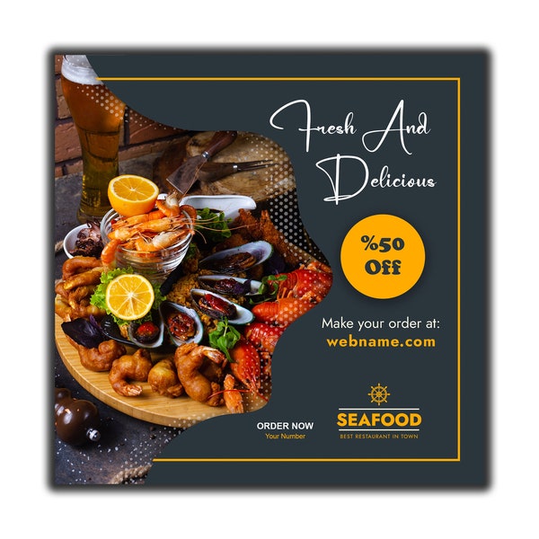 Seafood Flyer Design / Seafood Restaurant Instagram / Seafood Sale Social Media / Fish Restaurant Flyer Template / Cookout Flyer /Food Flyer