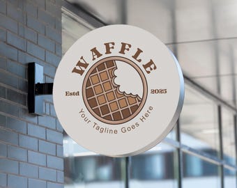 Elegant Waffle Logo – Perfect for Dessert Cafés & Bakeries / Premium Waffle House Logo – Branding for Ice Cream Shops / Waffle Business Logo