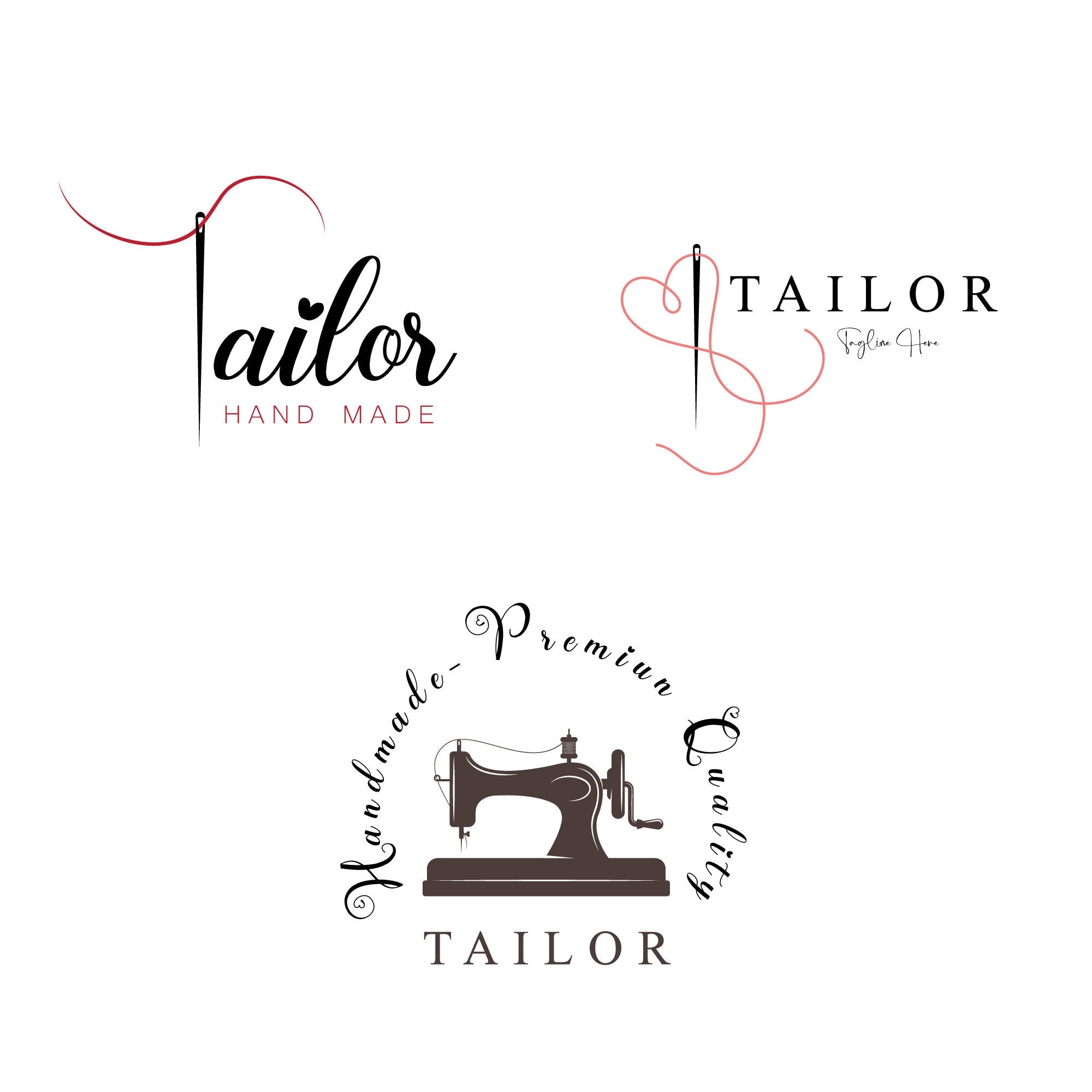 Needle Logo, Sewing Logo, Needle and Thread Pre-made Logo