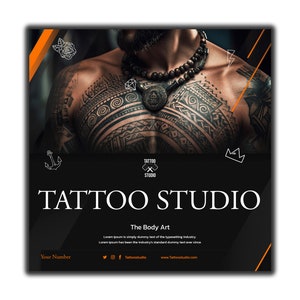 Tattoo Flyer Design / Tattoo Studio İnstagram Post / Tattoo Artist Social Media Template / Tattoo Shop Flyer / Piercings Flyer Design