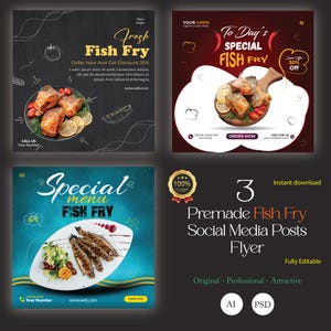 Seafood & Fish Fry Marketing Kit: Restaurant Flyer Templates (Digital Download)