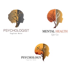 Logo di psicologia con 3 alternative / Logo di terapia in 3 pezzi / Logo di neurologia / Logo comportamentale / Logo di psicologo / Logo di consulenza