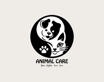Création de logo abstrait chat et chien / Image de marque d'une entreprise pour animaux de compagnie vétérinaires